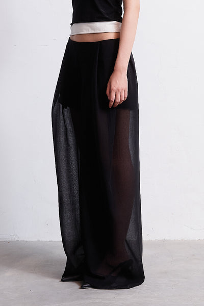 【MODERNIF】Sheer banding wide pants Sheer Wide Pants – SHAOFEN