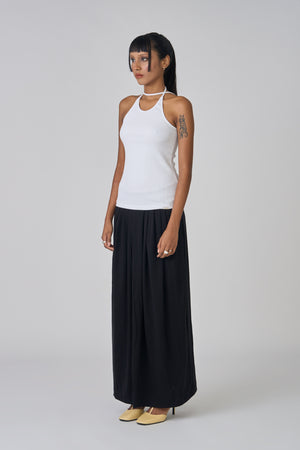 Pleated Everyday Skirt (Black & Chestnut)