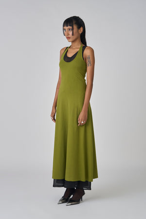 Maxi Layered Dress - Lime/Black
