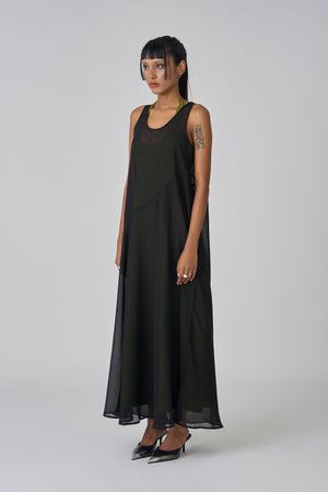 Maxi Layered Dress - Lime/Black
