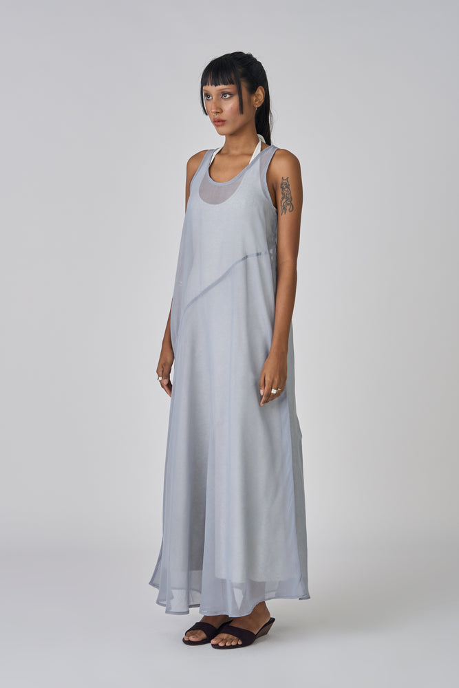 Maxi Layered Dress - Blue/Grey