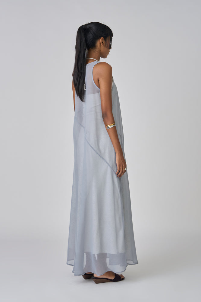 Maxi Layered Dress - Blue/Grey