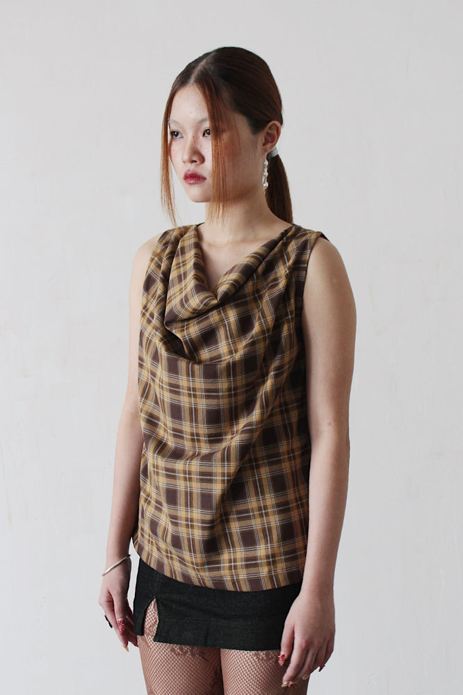 Draped Tank - Yellow Check