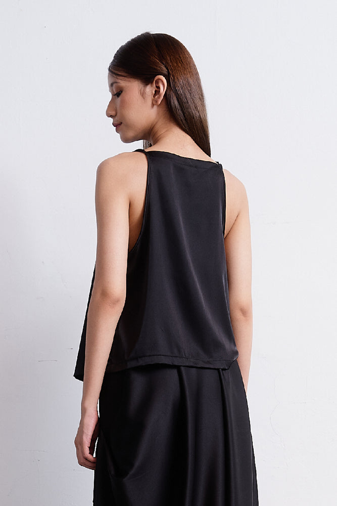 Draped Tank Top - Black