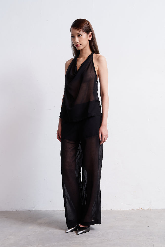 Straight Sheer Pants with wrap skirt