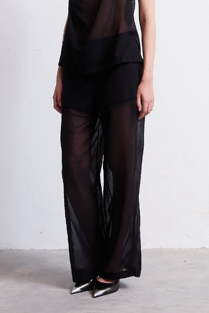 Straight Sheer Pants with wrap skirt