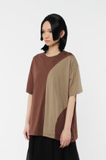 Wave Panelled T-Shirt - Brown