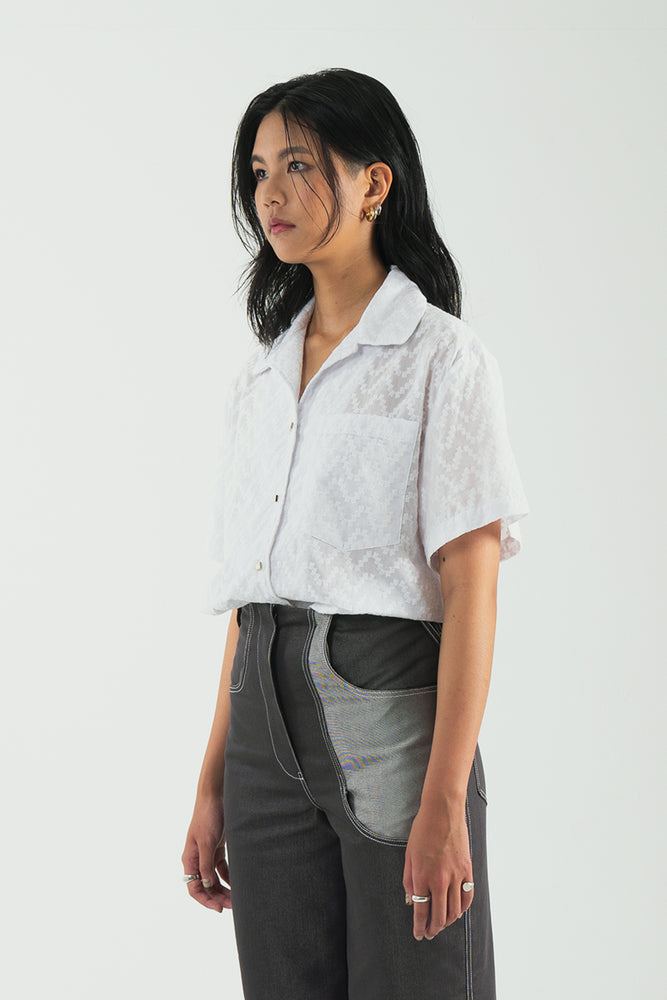 Broderie Anglaise Notched Shirt